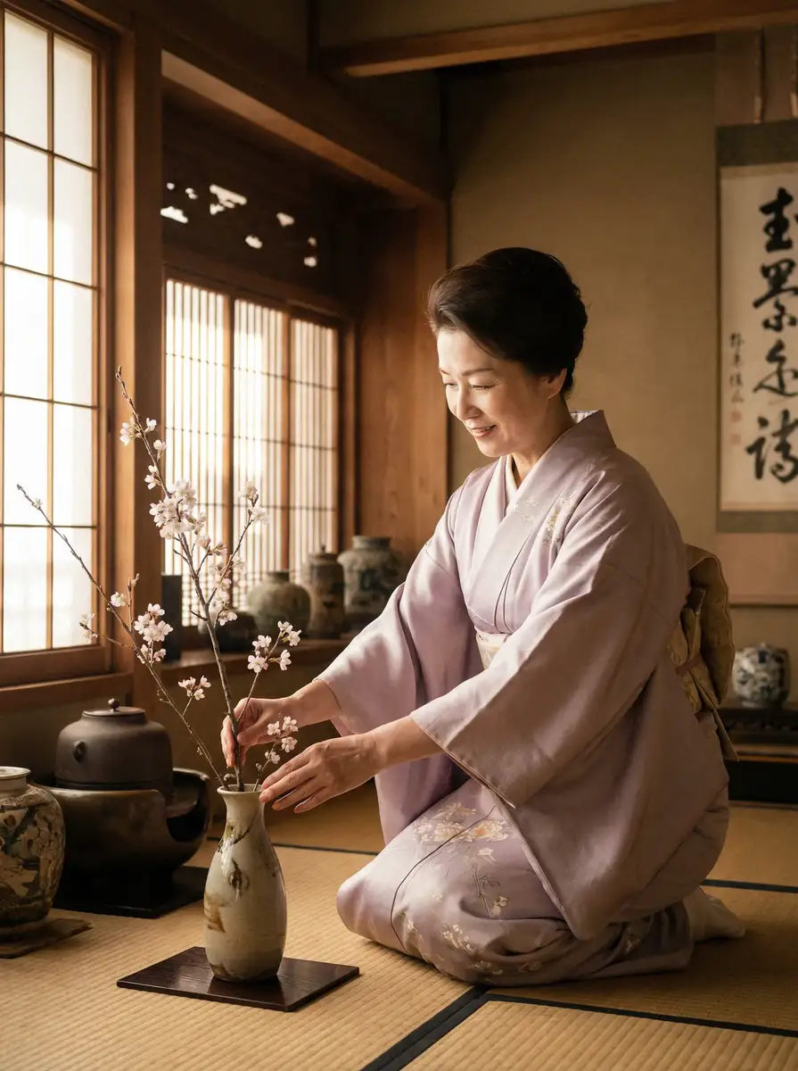 一位优雅的 桃花视频 - 桃花视频免费网站 | 高清桃花视频每日推荐 在和室中插花